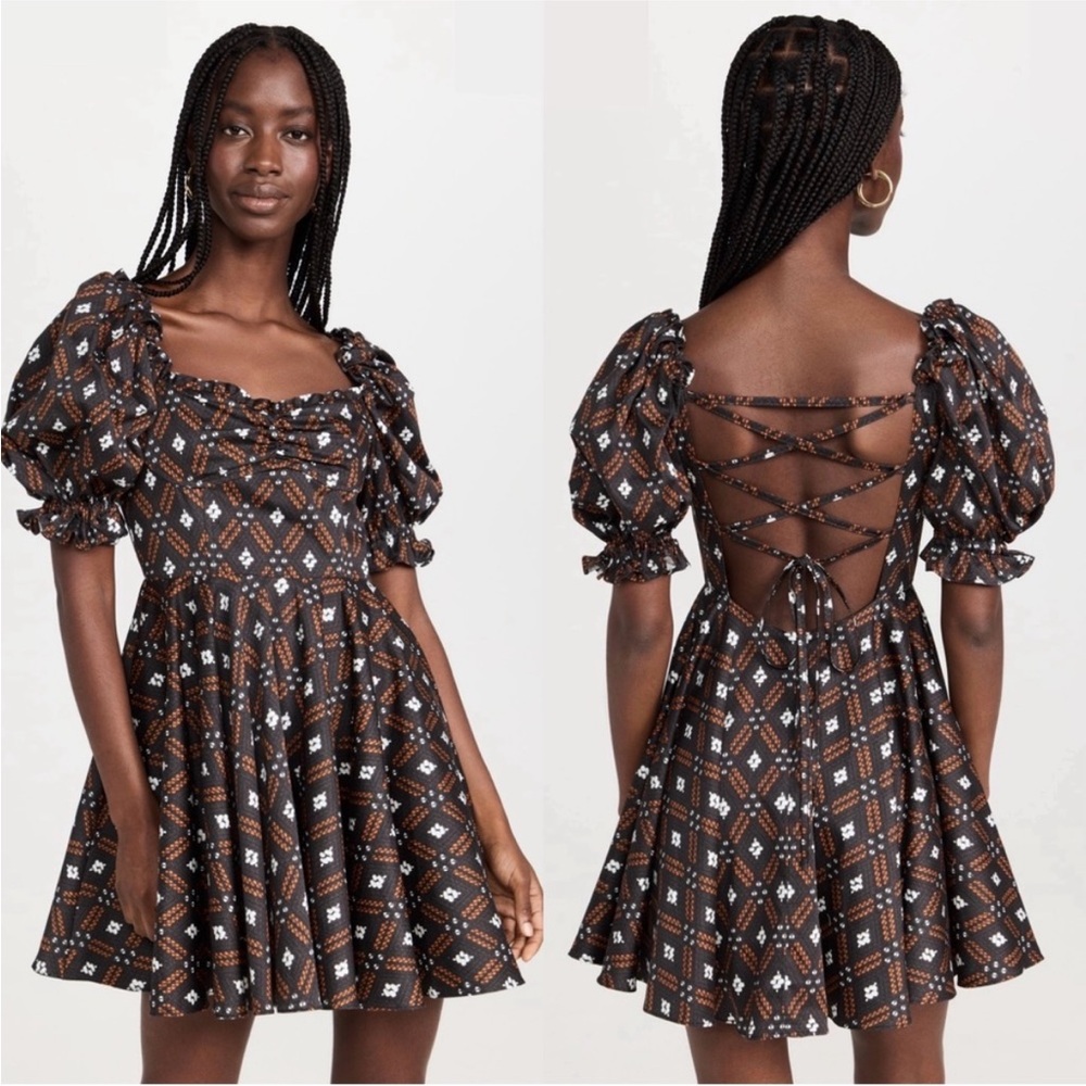 Autumn Adeigbo Camille Puff Sleeve Mini Dress SZ 2 NWT